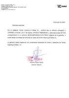 Certificado garantía OP1249